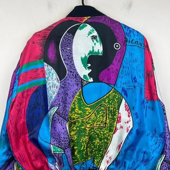 Women’s Vintage 90s Art Picasso Bomber Jacket - Full Zip Size L - Picture 4 of 8